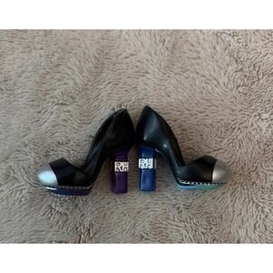 Rainbow High Holly Devious Twins Doll Outfit Shoes Black Silver Toe Pumps Heels‎